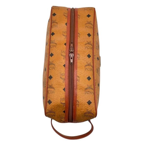 MCM Vintage Visetos Monogram Canvas Toiletry Barrel Bag Nappa Leather Trim - Picture 5 of 16